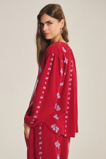 Load image into Gallery viewer, Winslet Embroidered Blouse in Red/Blue
