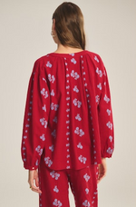 Load image into Gallery viewer, Winslet Embroidered Blouse in Red/Blue
