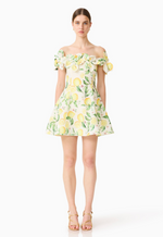 Load image into Gallery viewer, Hana Off The Shoulder Mini Dress in Yellow Multi
