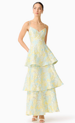 Load image into Gallery viewer, Penelope Tiered Gown in Yellow/Blue
