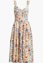 Load image into Gallery viewer, Nautical Sweetheart Neck Shirred Dress in Multi
