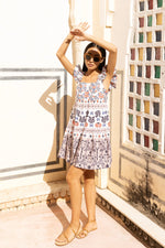 Load image into Gallery viewer, Smocked Square Neck Mini Dress in Paradiso Navy

