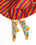 Load image into Gallery viewer, 70s Rainbow Butterfly Sheer Mid High Sock
