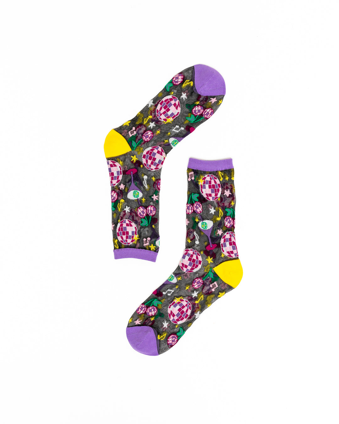 80's Disco Black Sheer Crew Sock
