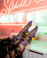 Load image into Gallery viewer, 80&#39;s Disco Black Sheer Crew Sock
