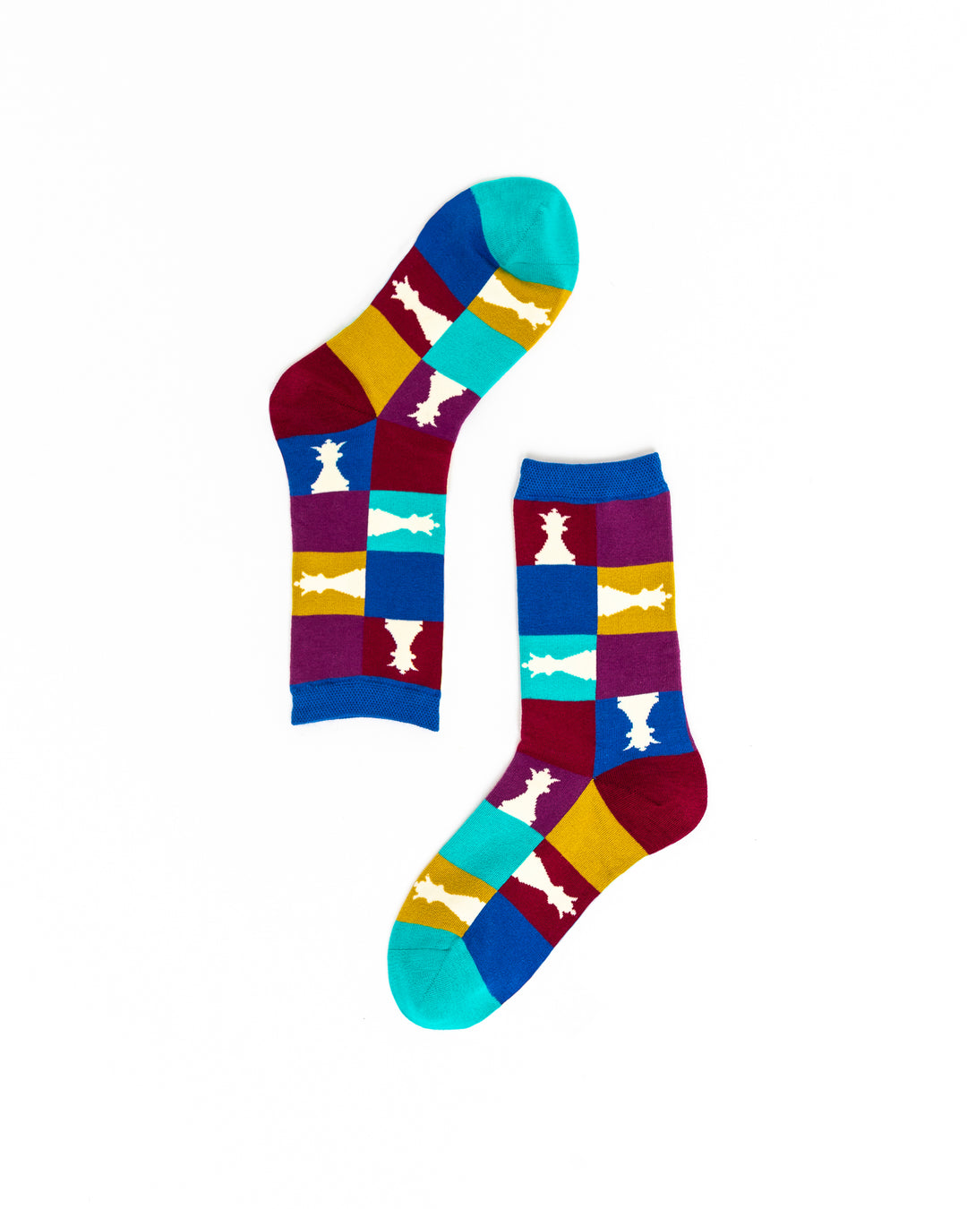 90s Colorblock Chess Sheer Crew Sock