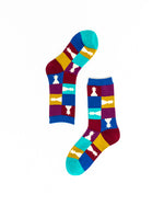 Load image into Gallery viewer, 90s Colorblock Chess Sheer Crew Sock
