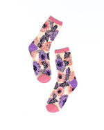 Load image into Gallery viewer, Sunflower Butterfly Sheer Crew Sock
