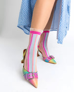 Load image into Gallery viewer, Candy Stripe Ruffle Crew Sock
