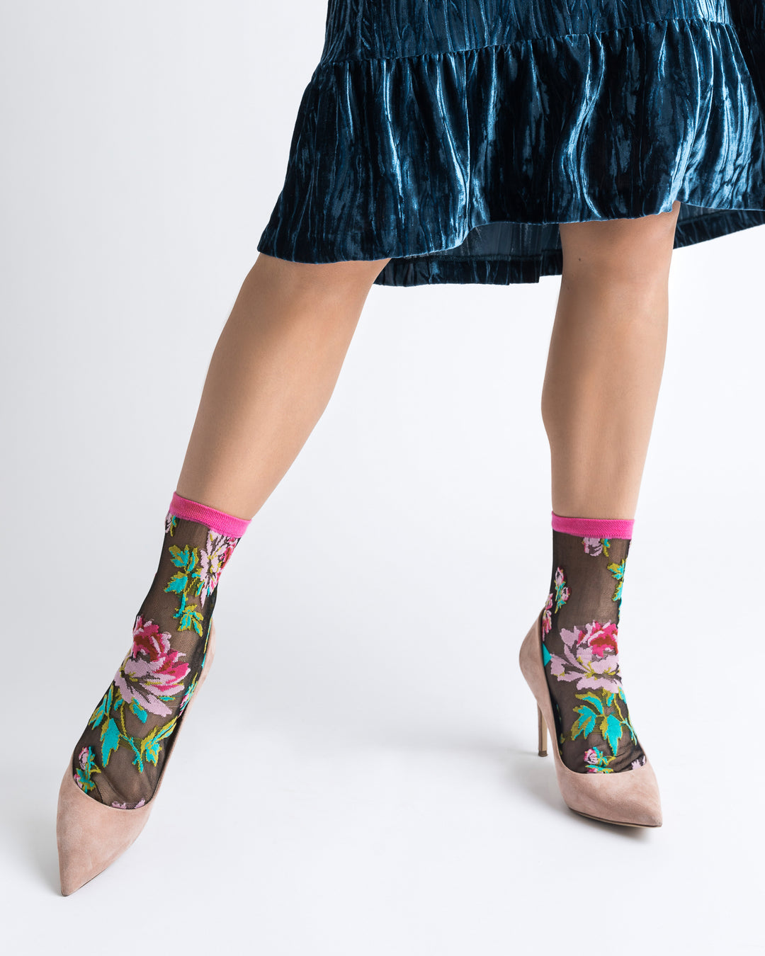 English Rose Black Sheer Ankle Sock