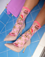 Load image into Gallery viewer, Retro Sweets Sheer Crew Sock
