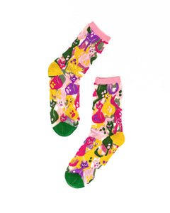 Dopamine Cats Sheer Crew Sock