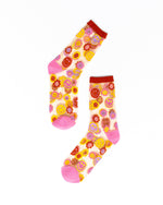 Load image into Gallery viewer, Smiley Face Daisy Sheer Crew Sock
