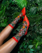 Load image into Gallery viewer, Wicked Elphaba Land Black Sheer Crew Sock
