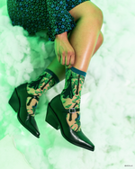 Load image into Gallery viewer, Wicked Elphaba Silhouette Sheer Crew Sock
