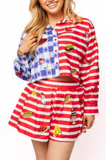 Load image into Gallery viewer, USA Picnic Food Top in Red and Blue Colorblock
