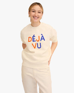 Flocked Deja Vu Sweatshirt in Cream