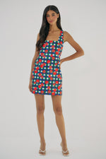 Load image into Gallery viewer, Sara Dress in Gingham Tomatoes
