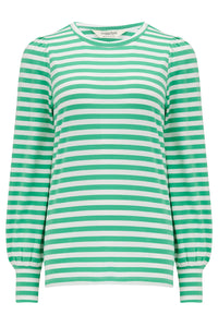 Griselda Jersey Top in Green/Off-White