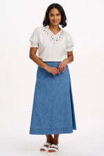 Load image into Gallery viewer, Haydee Shirred Top in Off White/Star
