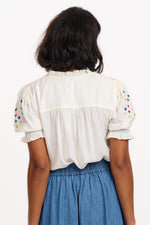 Load image into Gallery viewer, Haydee Shirred Top in Off White/Star
