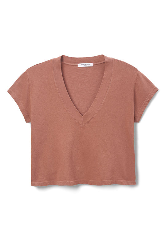Alanis Recycled Cotton V-Neck Tee in Rose Flower