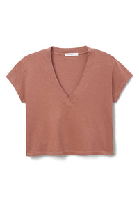 Alanis Recycled Cotton V-Neck Tee in Rose Flower