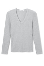 Load image into Gallery viewer, Robyn U-Neck Rib Long Sleeve Tee in Heather Grey
