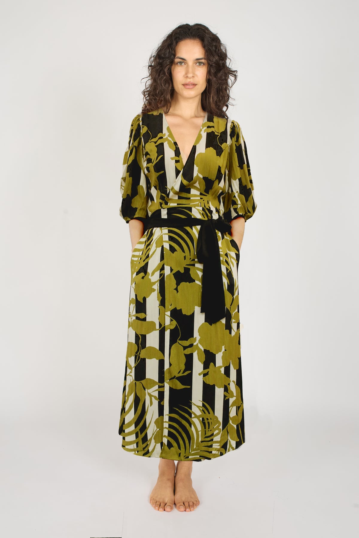 The Archive Poppy Dress in Black/Olive
