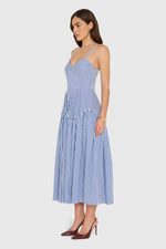 Load image into Gallery viewer, Spencer Midi Dress in Blue Ivory
