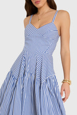 Load image into Gallery viewer, Spencer Midi Dress in Blue Ivory
