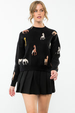 Load image into Gallery viewer, Horsin&#39; Around Sweater in Black

