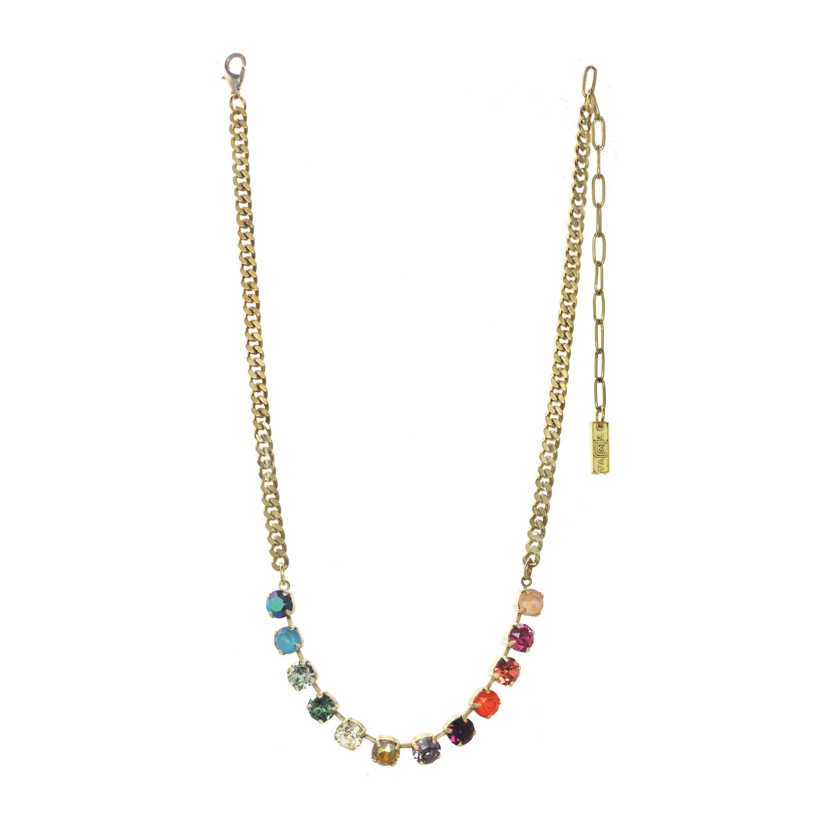 Mini Oakland Necklace in Antique Gold Rainbow