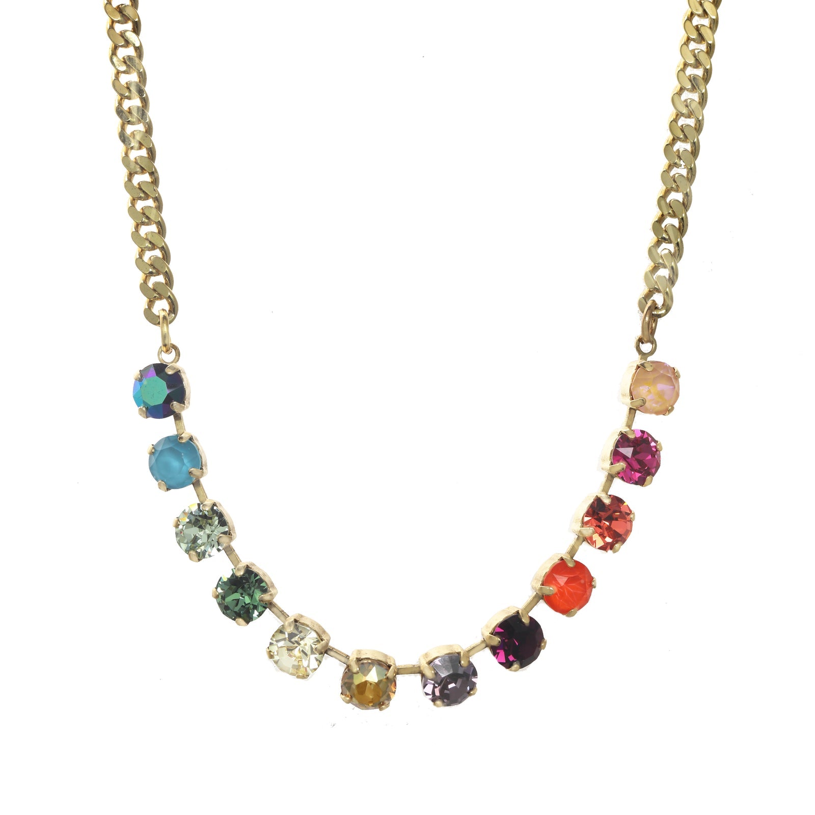 Mini Oakland Necklace in Antique Gold Rainbow