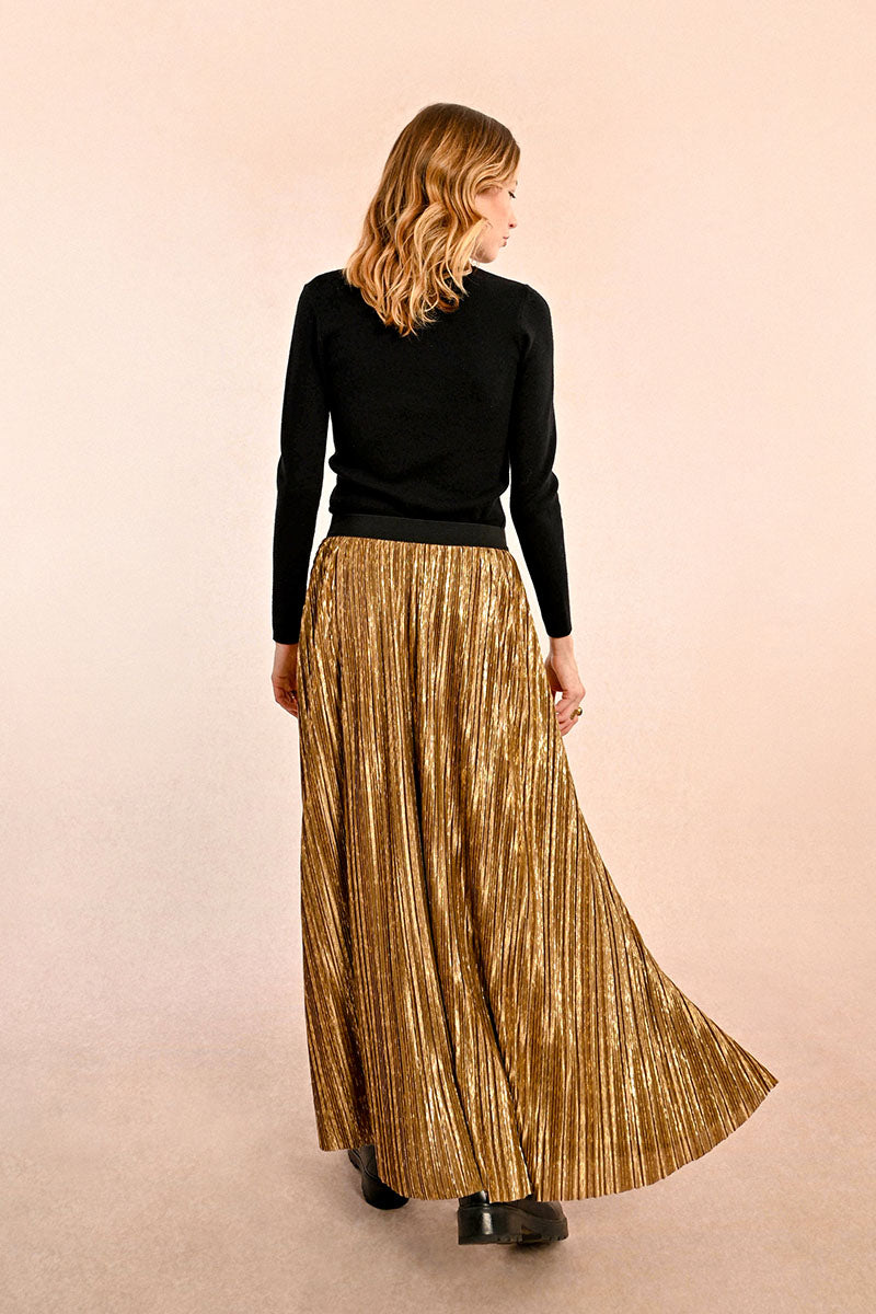 Gold pleated skirt 40 online