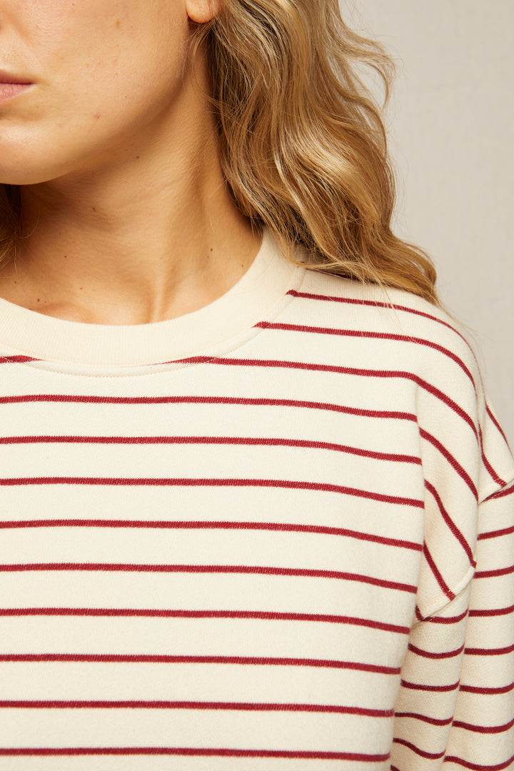 Tyler Pullover Sweatshirt in Red/Natural Stripe