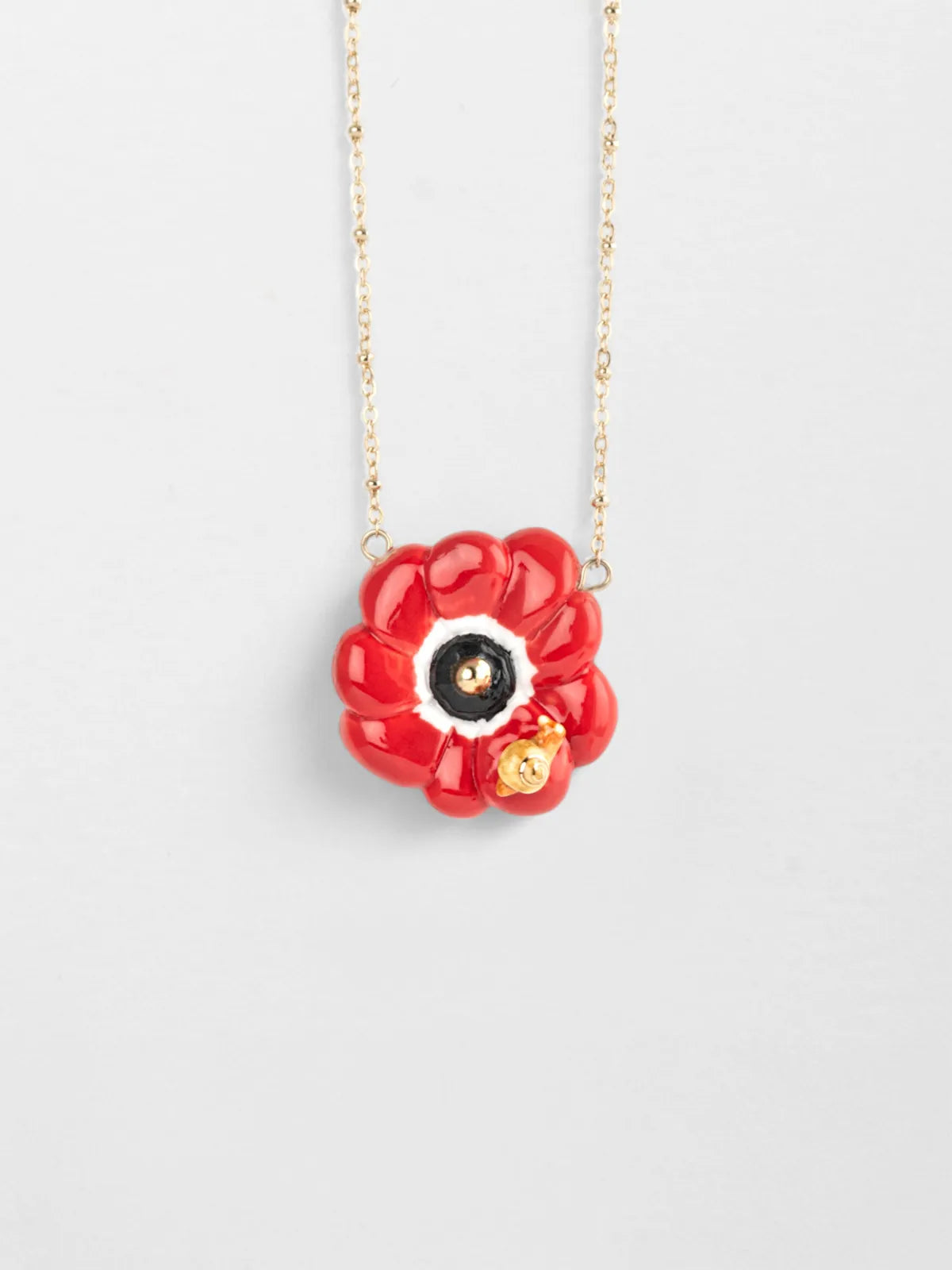 Red Anemone Flower Necklace