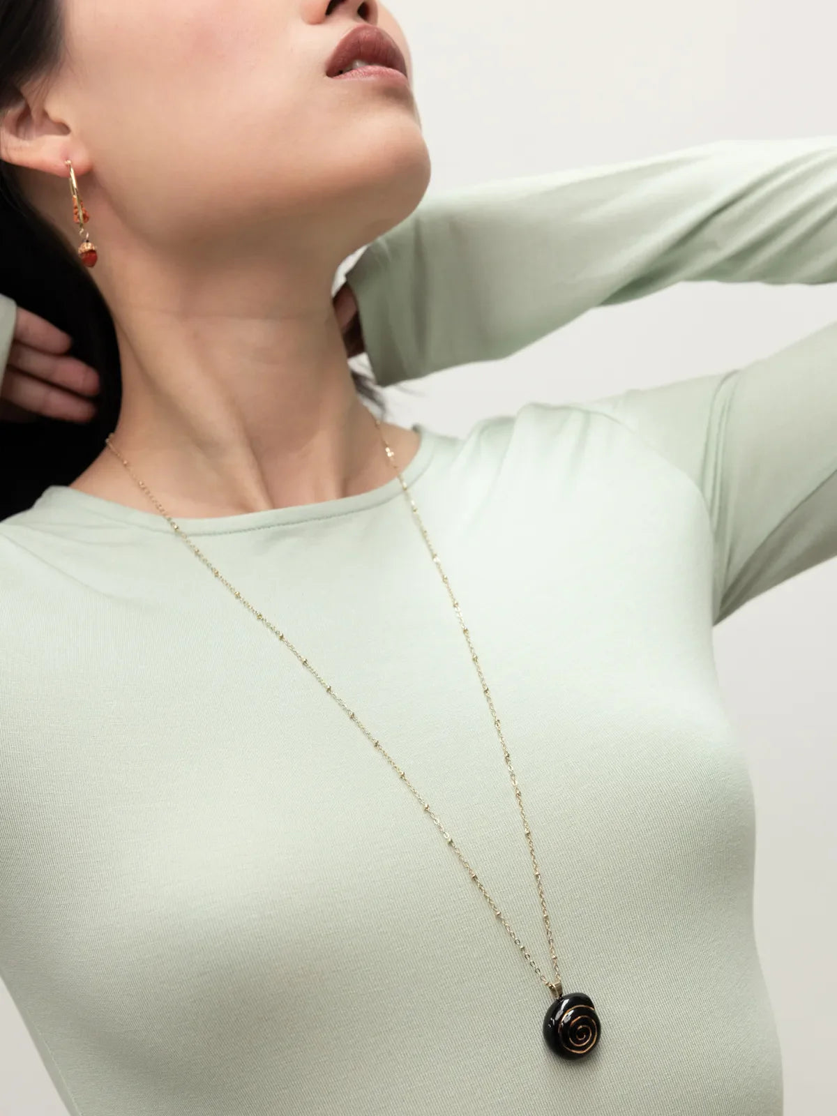 Black Snail Long Necklace