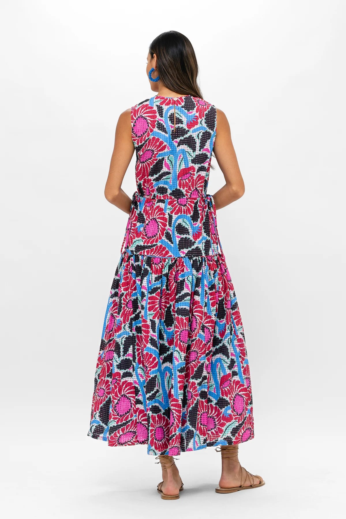 Sleeveless Piped Maxi Dress in Umbria Blue