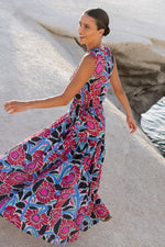 Load image into Gallery viewer, Sleeveless Piped Maxi Dress in Umbria Blue
