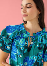 Load image into Gallery viewer, Veronica Top in Floral Ponds Teal Multi
