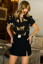 Load image into Gallery viewer, Flutter Sleeve Cheetah Print Top in Black
