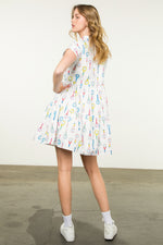 Load image into Gallery viewer, Racket Print Dress in White
