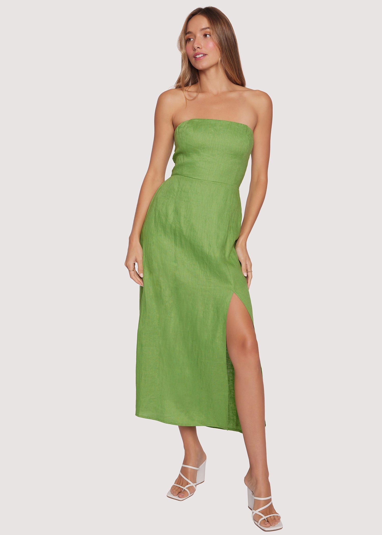 Elia Strapless Maxi Dress in Green