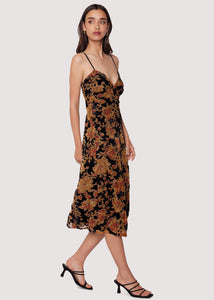 Cabin Hideaway Midi Dress in Black Floral