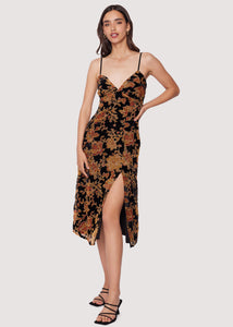 Cabin Hideaway Midi Dress in Black Floral