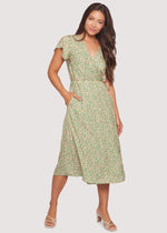 Load image into Gallery viewer, Wild Poppies Midi Dress in Green Floral
