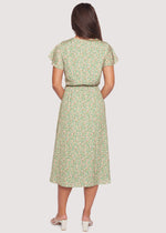 Load image into Gallery viewer, Wild Poppies Midi Dress in Green Floral
