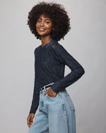 Load image into Gallery viewer, Cecelia Floral Long Sleeve Top in Ice Navy
