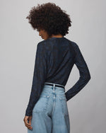 Load image into Gallery viewer, Cecelia Floral Long Sleeve Top in Ice Navy
